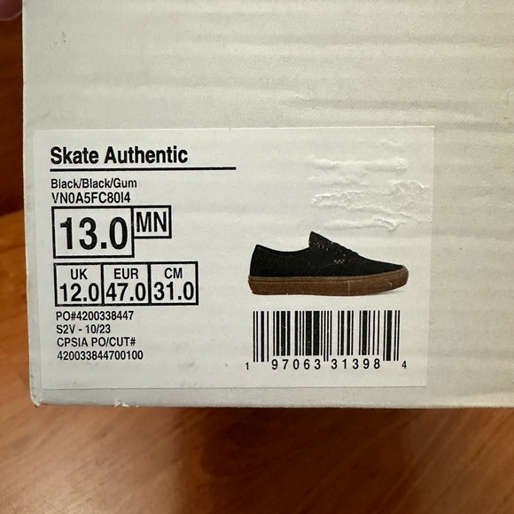 Vans Skate Authentic “Black/Gum” -SZ13 - Picture 5 of 5